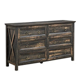Rustic Farmhouse Dark Oak 6-Drawer Dresser - Omega Lifestyles