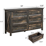 Rustic Farmhouse Dark Oak 6-Drawer Dresser - Omega Lifestyles