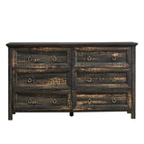 Rustic Farmhouse Dark Oak 6-Drawer Dresser - Omega Lifestyles