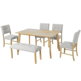 Rustic Farmhouse Solid Wood 6-Piece Dining Set - Omega Lifestyles