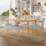 Rustic Farmhouse Solid Wood 6-Piece Dining Set - Omega Lifestyles