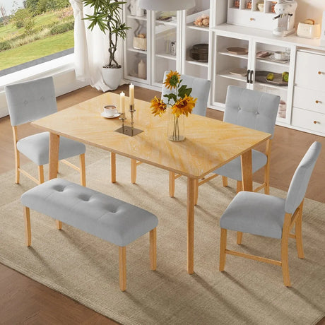 Rustic Farmhouse Solid Wood 6-Piece Dining Set - Omega Lifestyles