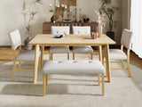 Rustic Farmhouse Solid Wood Dining Table Set For 6 - Omega Lifestyles