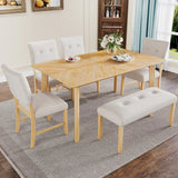Rustic Farmhouse Solid Wood Dining Table Set For 6 - Omega Lifestyles