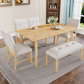 Rustic Farmhouse Solid Wood Dining Table Set For 6 - Omega Lifestyles