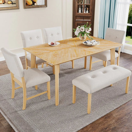 Rustic Farmhouse Solid Wood Dining Table Set For 6 - Omega Lifestyles