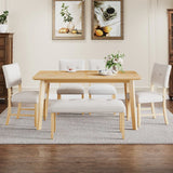Rustic Farmhouse Solid Wood Dining Table Set For 6 - Omega Lifestyles