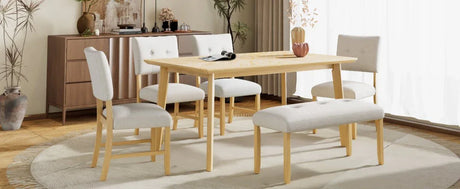 Rustic Farmhouse Solid Wood Dining Table Set For 6 - Omega Lifestyles