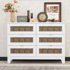 Rustic Farmhouse Wooden Dresser With 6 Drawers - Omega Lifestyles