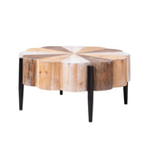 Rustic Flower-Shaped Engineered Wood Center Table - Omega Lifestyles
