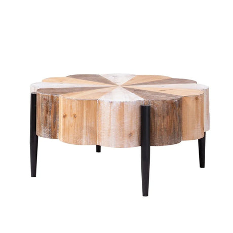 Rustic Flower-Shaped Engineered Wood Center Table - Omega Lifestyles
