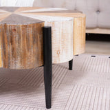 Rustic Flower-Shaped Engineered Wood Center Table - Omega Lifestyles