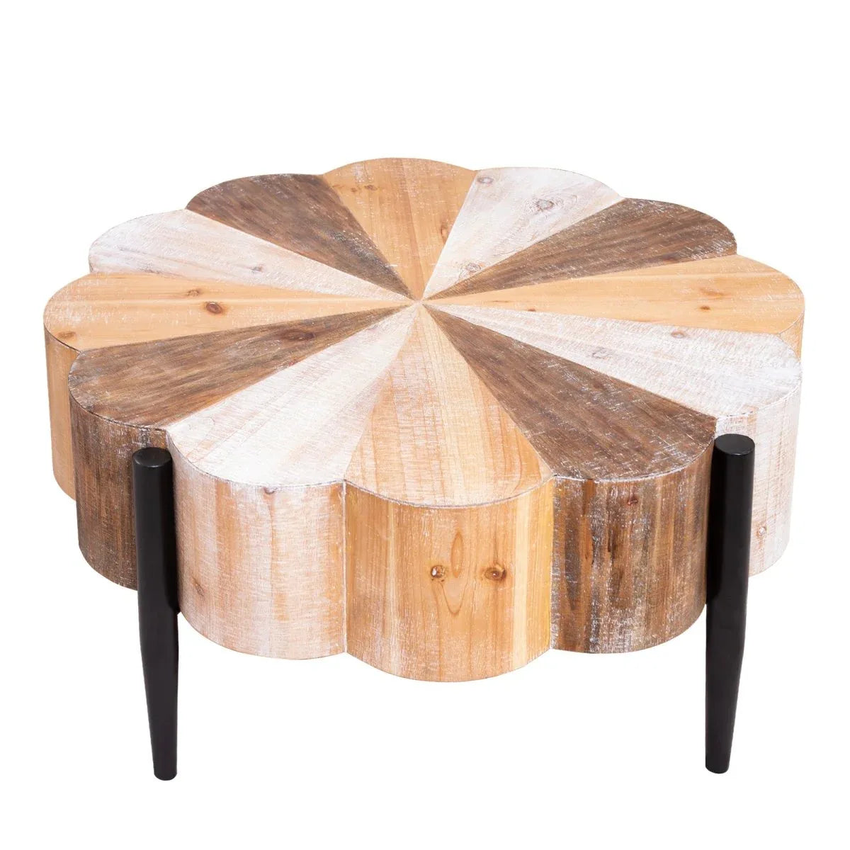 Rustic Flower-Shaped Engineered Wood Center Table - Omega Lifestyles