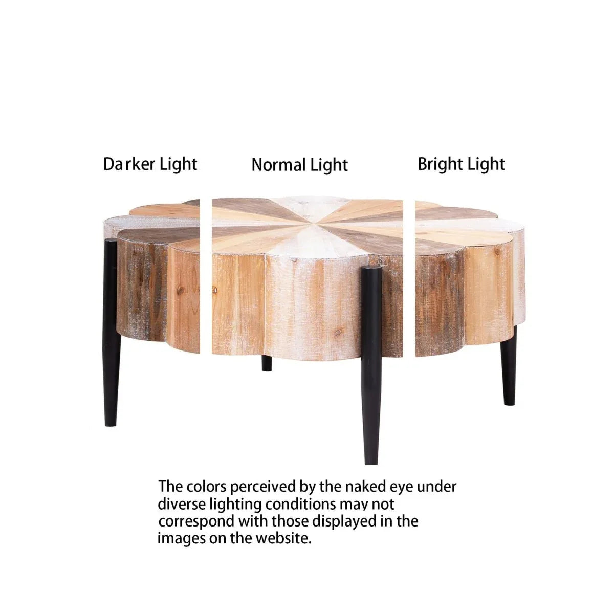 Rustic Flower-Shaped Engineered Wood Center Table - Omega Lifestyles
