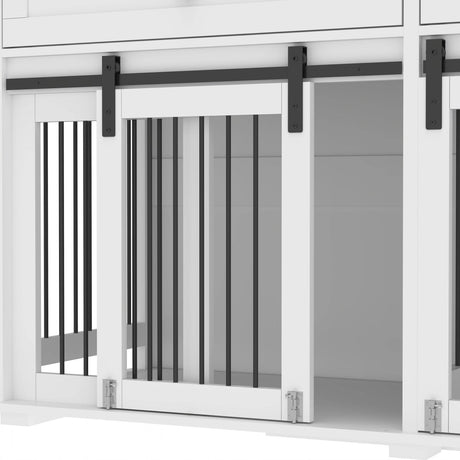 Rustic Large Double Dog Crate Furniture With Drawers - Omega Lifestyles