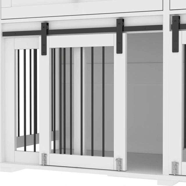 Rustic Large Double Dog Crate Furniture With Drawers - Omega Lifestyles