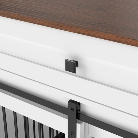 Rustic Large Double Dog Crate Furniture With Drawers - Omega Lifestyles