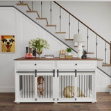 Rustic Large Double Dog Crate Furniture With Drawers - Omega Lifestyles