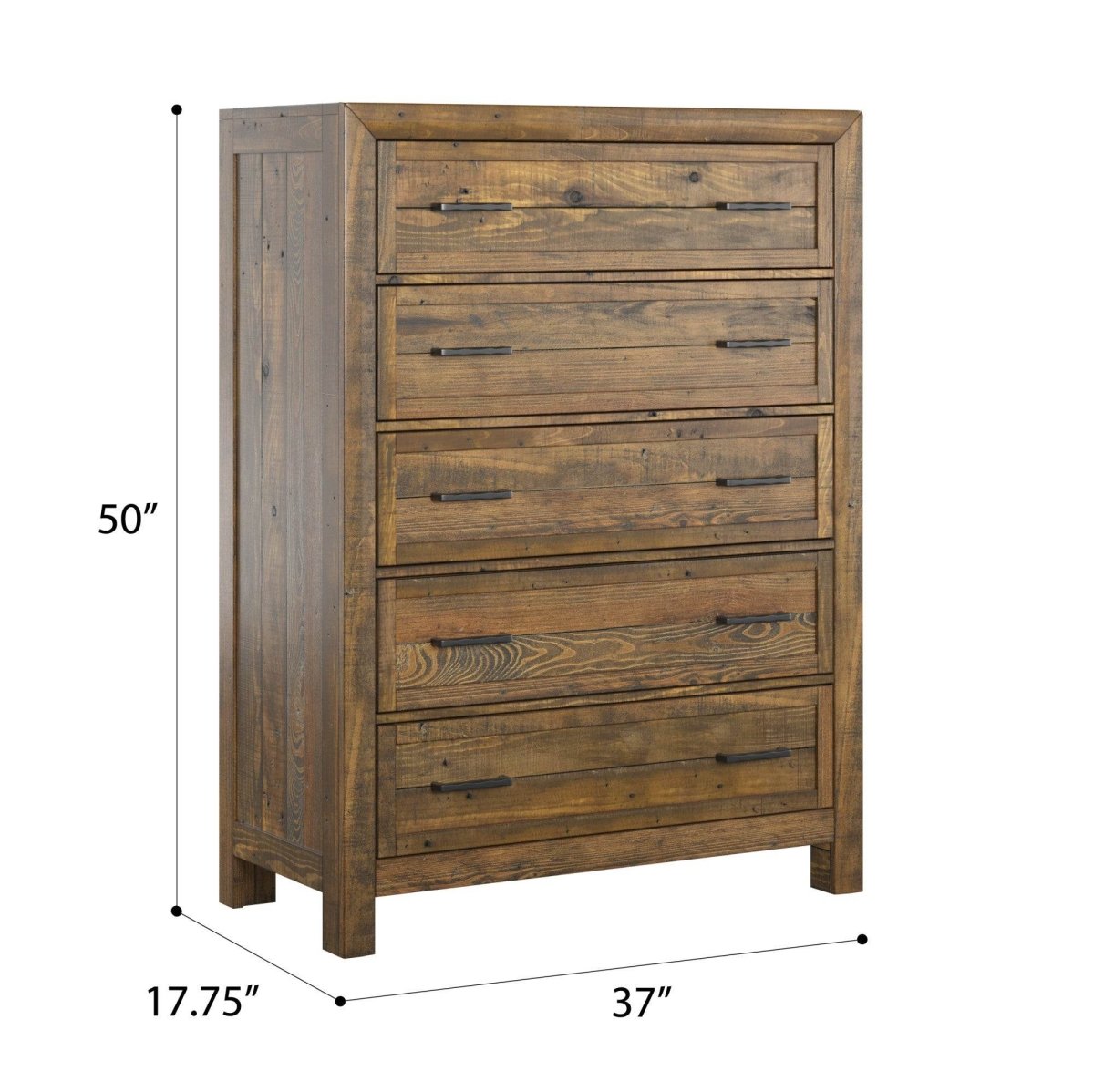 Rustic Solid Wood 5 - Drawer Chest Cabinet - Serenova - Omega Lifestyles