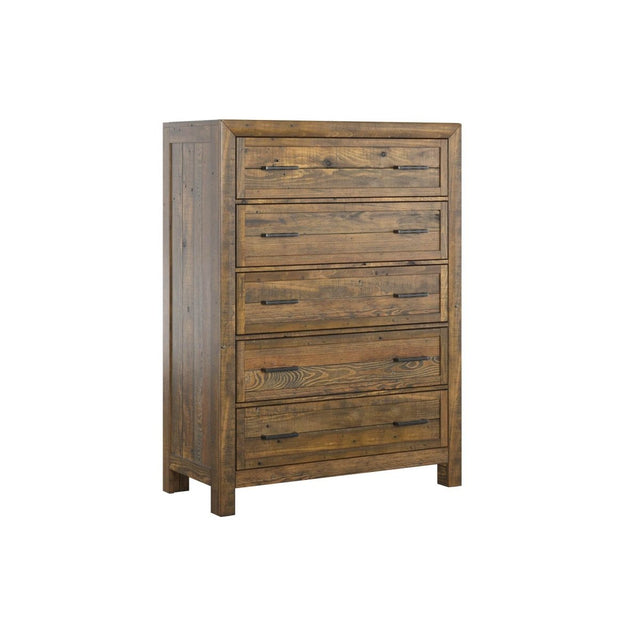 Rustic Solid Wood 5 - Drawer Chest Cabinet - Serenova - Omega Lifestyles