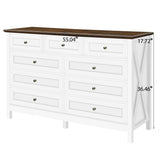 Rustic White Pine Wood 9 - Drawer Bedroom Dresser - Serenova - Omega Lifestyles