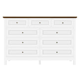 Rustic White Pine Wood 9 - Drawer Bedroom Dresser - Serenova - Omega Lifestyles