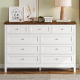 Rustic White Pine Wood 9 - Drawer Bedroom Dresser - Serenova - Omega Lifestyles
