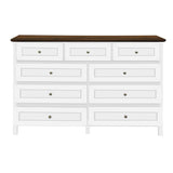Rustic White Pine Wood 9 - Drawer Bedroom Dresser - Serenova - Omega Lifestyles