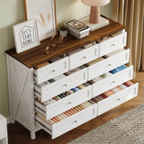 Rustic White Pine Wood 9 - Drawer Bedroom Dresser - Serenova - Omega Lifestyles