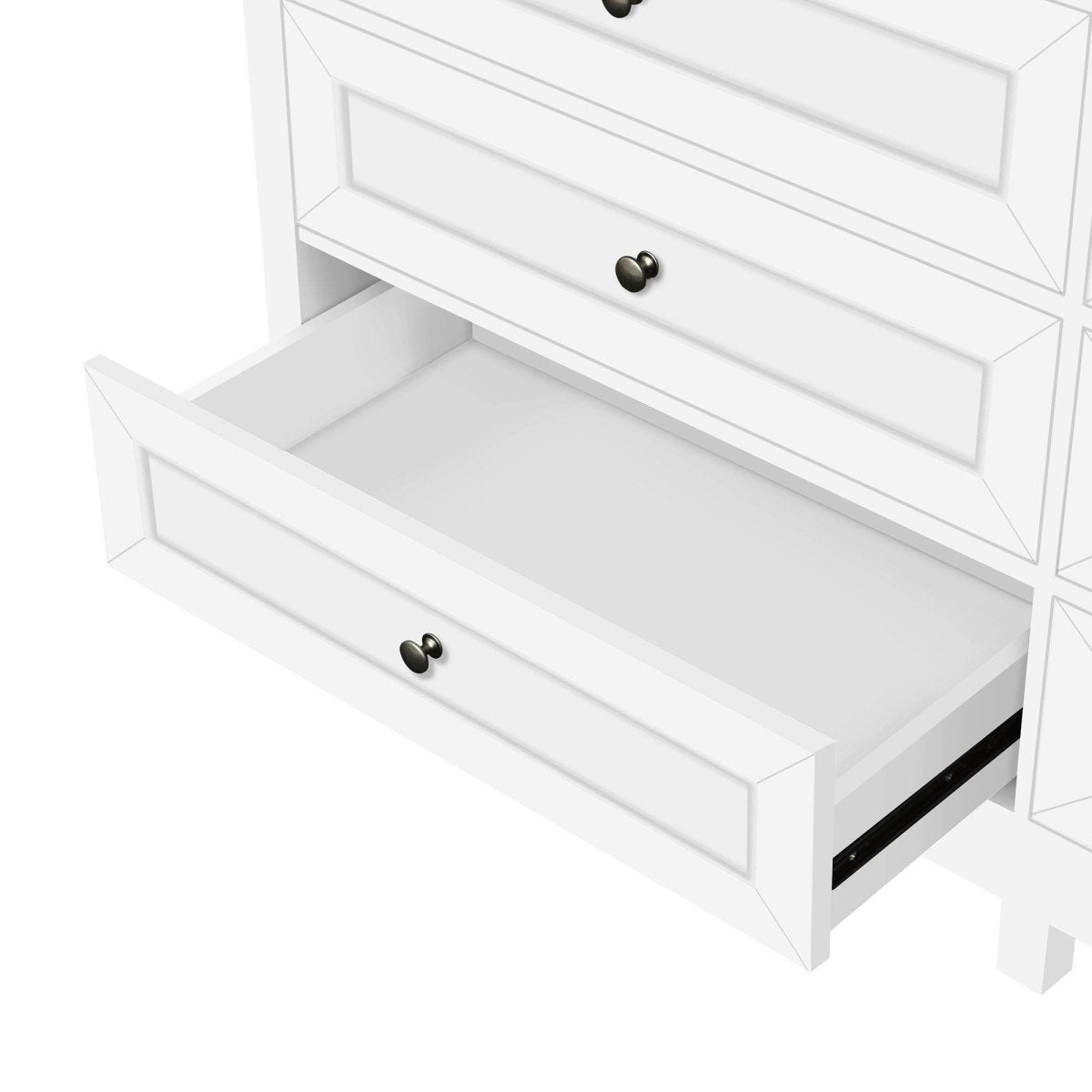 Rustic White Pine Wood 9 - Drawer Bedroom Dresser - Serenova - Omega Lifestyles