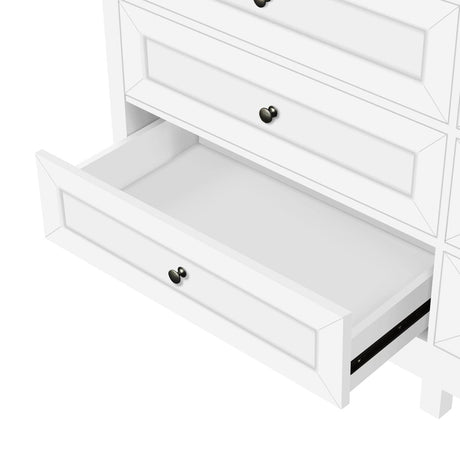Rustic White Pine Wood 9 - Drawer Bedroom Dresser - Serenova - Omega Lifestyles
