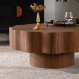 Scalloped Edge Round Walnut MDF Coffee Table - Omega Lifestyles