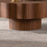 Scalloped Edge Round Walnut MDF Coffee Table - Omega Lifestyles