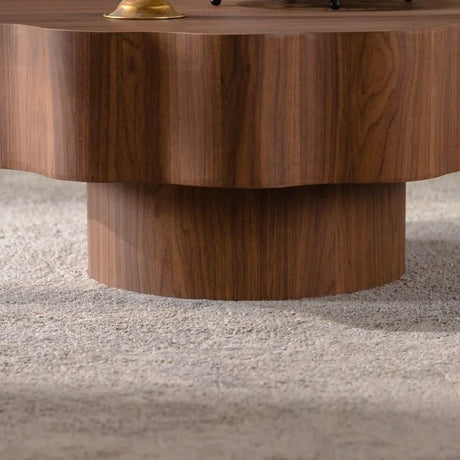 Scalloped Edge Round Walnut MDF Coffee Table - Omega Lifestyles