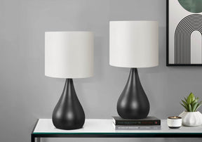 Set Of 2 18-Inch Black Metal Table Lamps With Shades - Omega Lifestyles