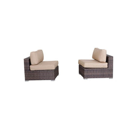 Set of 2 Armless Weather-Resistant Wicker Outdoor Chairs - Omega Lifestyles