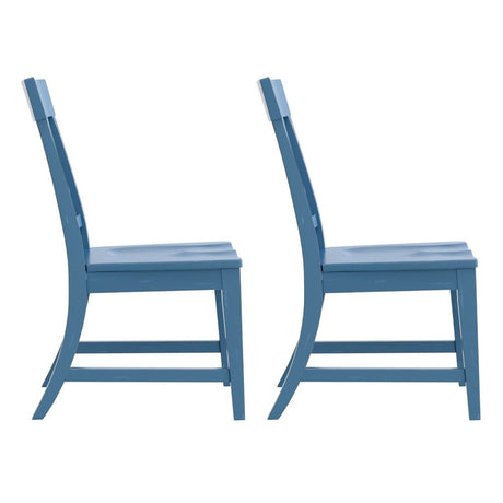 Set of 2 Blue Solid Wood Farmhouse Dining Chairs - Serenova - Omega Lifestyles