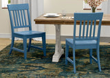 Set of 2 Blue Solid Wood Farmhouse Dining Chairs - Serenova - Omega Lifestyles