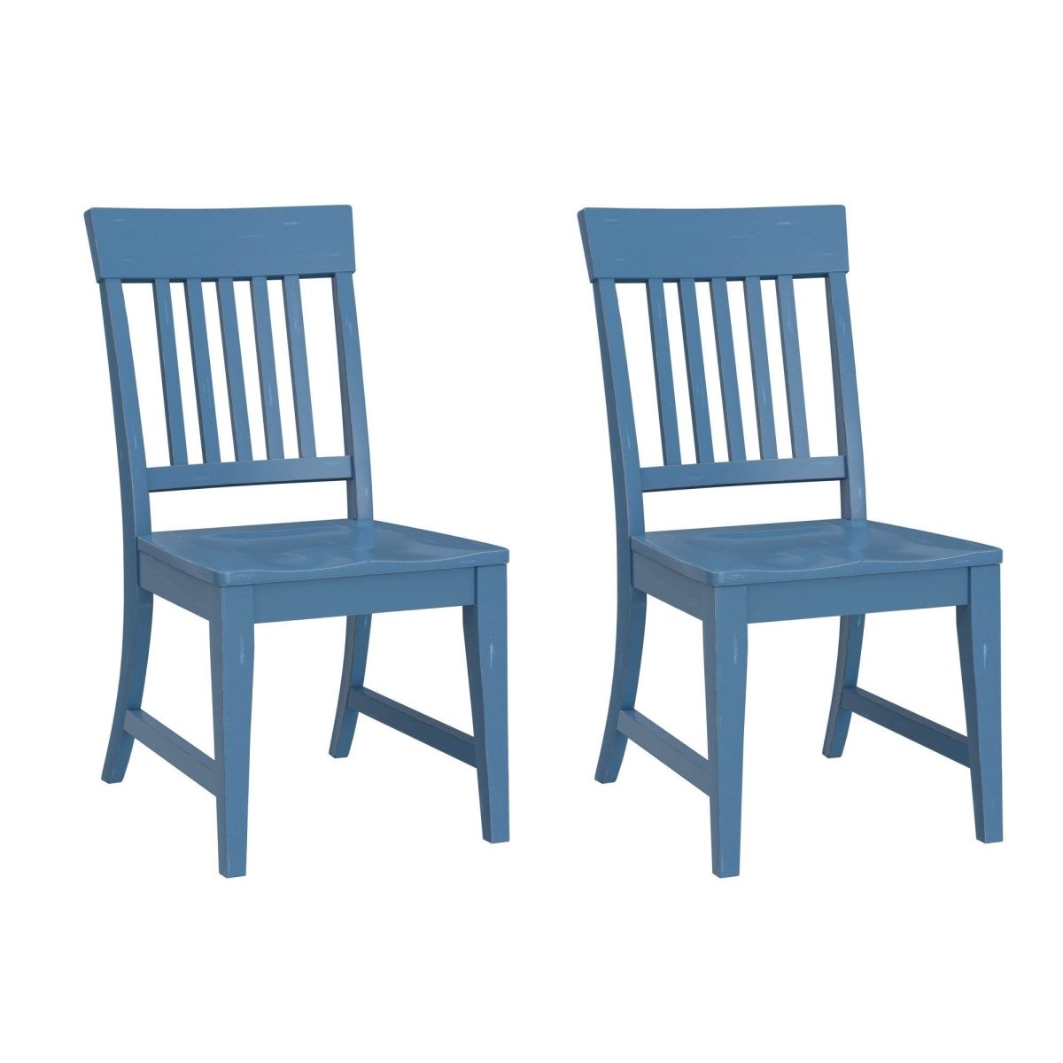 Set of 2 Blue Solid Wood Farmhouse Dining Chairs - Serenova - Omega Lifestyles