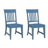 Set of 2 Blue Solid Wood Farmhouse Dining Chairs - Serenova - Omega Lifestyles