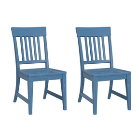 Set of 2 Blue Solid Wood Farmhouse Dining Chairs - Omega Lifestyles