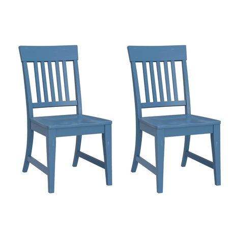 Set of 2 Blue Solid Wood Farmhouse Dining Chairs - Serenova - Omega Lifestyles
