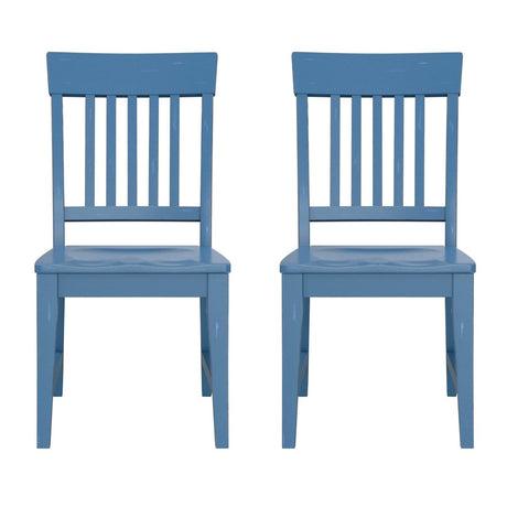 Set of 2 Blue Solid Wood Farmhouse Dining Chairs - Serenova - Omega Lifestyles
