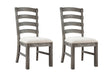 Set of 2 Brown Solid Wood Upholstered Dining Chairs - Serenova - Omega Lifestyles