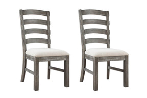 Set of 2 Brown Solid Wood Upholstered Dining Chairs - Omega Lifestyles