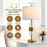 Set Of 2 Brushed Gold Metal Touch Control Lamps - Omega Lifestyles