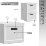 Set of 2 Collapsible Stackable Plastic Storage Boxes With Lids - Omega Lifestyles