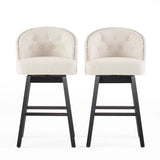 Set Of 2 Contemporary 360-Degree Swivel Nailhead Bar Stools - Omega Lifestyles