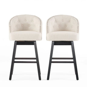 Set Of 2 Contemporary 360-Degree Swivel Nailhead Bar Stools - Omega Lifestyles