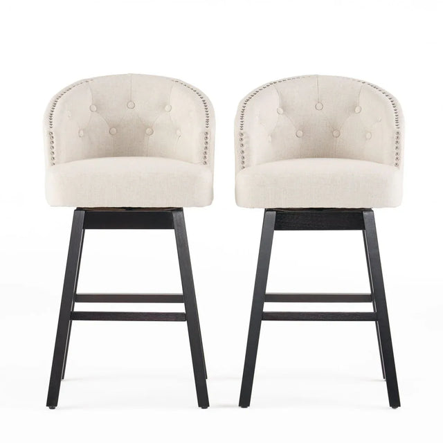 Set Of 2 Contemporary 360-Degree Swivel Nailhead Bar Stools - Omega Lifestyles
